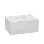 Sagebrook Home 15223 7" X 5" Marble Box with Inlay, White