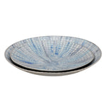 Sagebrook Home Set of 2 Metal 18/21`` Round Plates, Ivory/Blue