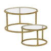 Sagebrook Home 15243 22"/28" Metal Rope Side Tables, Gold, Set of 2