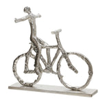 Sagebrook Home 15270 13" H Metal Man On A Bicycle, Silver