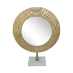 Sagebrook Home Metal 21`` Hammered Mirror On Stand, Gold