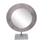 Sagebrook Home Metal 21`` Hammered Mirror On Stand, Silver