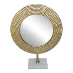 Sagebrook Home Metal 19`` Hammered Mirror On Stand, Gold