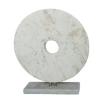 Sagebrook Home 15286-01 18" H Marble Disk with Base, White