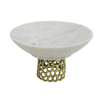 Sagebrook Home Marble 14`` Bowl W/ Metal Stand, Gold Kd
