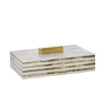 Sagebrook Home Bone 9`` Rectangular Box, Light Gray/Gold