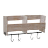 Sagebrook Home Wood 19`` Wall Shelf W/ 4 Hooks, Brown