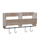 Sagebrook Home Wood 19`` Wall Shelf W/ 4 Hooks, Brown