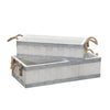 Sagebrook Home 15341 16"/19" Wooden Trays with Rope Handles, White, Set of 2