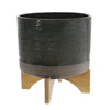 Sagebrook Home 11``H Dotted Planter W/ Wood Stand, Green