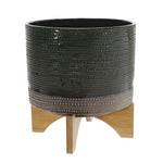 Sagebrook Home 11``H Dotted Planter W/ Wood Stand, Green