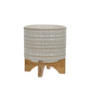 Sagebrook Home 15350-02 8" Tribal Planter with Wood Stand, Beige