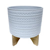 Sagebrook Home 11`` Tribal Planter W/ Wood Stand, White