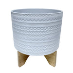 Sagebrook Home 11`` Tribal Planter W/ Wood Stand, White