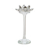 Sagebrook Home Glass 8" Lotus Candle Holder, Silver