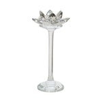 Sagebrook Home Glass 8" Lotus Candle Holder, Silver