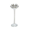 Sagebrook Home Glass 9" Lotus Candle Holder, Silver