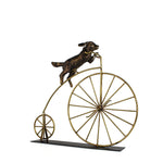 Sagebrook Home 15361-02 Metal 18" H Dog On Bicycle Decor, Gold