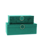Sagebrook Home Set of 2 Wood 10/12`` Velvet Jewelry Box, Green