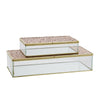 Sagebrook Home Set of 2 Metal/Glass 8/10`` Box W/ Glitter, Blush