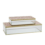 Sagebrook Home Set of 2 Metal/Glass 8/10`` Box W/ Glitter, Blush