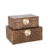 Sagebrook Home 15372 8"/10" Velveteen Leopard Print Box, Brown/Gold, Set of 2