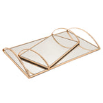 Sagebrook Home Set of 2 Metal 13/19`` Mirrored Tray W/ Handles, Gold