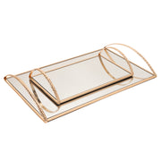 Sagebrook Home Set of 2 Metal 13/19`` Mirrored Tray W/ Handles, Gold