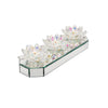 Sagebrook Home Glass 13" 3 Lotus Mirrored Candle Holder, Rainbow