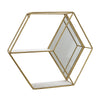 Sagebrook Home 15395-02 20" Metal/Wood Hexagon Mirrored Wall Shelf, Gold