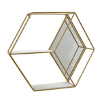 Sagebrook Home 15395-02 20" Metal/Wood Hexagon Mirrored Wall Shelf, Gold