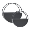Sagebrook Home 15400 9" & 12" Metal Round Wall Planters, Black, Set of 2