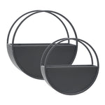 Sagebrook Home 15400 9" & 12" Metal Round Wall Planters, Black, Set of 2