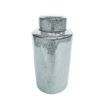 Sagebrook Home 15404-03 16" Ceramic Jar, Crackle Silver