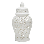 Sagebrook Home Ceramic 24`` Cut-Out Temple Jar, White