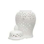 Sagebrook Home Ceramic 24`` Cut-Out Temple Jar, White
