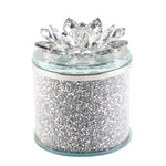 Sagebrook Home 15419-01 5" Crystal Round Lotus Box, Silver