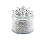 Sagebrook Home 15419-02 4" Crystal Round Lotus Box, Silver