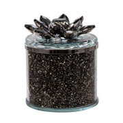 Sagebrook Home Crystal 5`` Round Lotus Box, Smoke