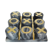 Sagebrook Home Marble 7X7 Tic-Tac-Toe, Black/Gold