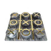 Sagebrook Home Marble 12X12 Tic-Tac-Toe, Black/Gold