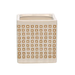 Sagebrook Home 15428-04 4" Ceramic Square Dotted Pen Holder, Cream