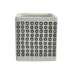 Sagebrook Home 15428-07 4" Ceramic Square Shaped Dotted Pen Holder, Black