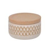 Sagebrook Home Ceramic 5`` Covered X-Design Jar, Sand
