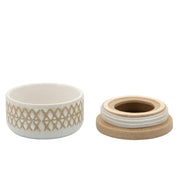 Sagebrook Home Ceramic 4`` Covered X-Design Jar, Sand