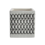 Sagebrook Home 15429-07 4" Ceramic Square Shaped X-Design Pen Holder, Black