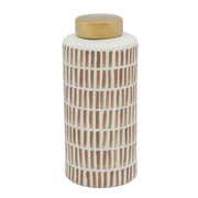 Sagebrook Home 13`` Jar W/ Gold Lid, Tan
