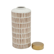 Sagebrook Home 13`` Jar W/ Gold Lid, Tan