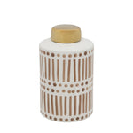 Sagebrook Home 15430-02 9" Jar with Gold Lid, Tan