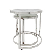 Sagebrook Home Set of 2 Metal Round Side Table, Silver